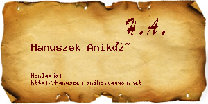 Hanuszek Anikó névjegykártya